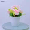 Maceta cónica pequeña para venta al por mayor, melocotón, naranja, plástico, planta acuática, arreglo floral, flor artificial, flor de seda, flor de mariposa, juego de Camelia