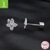 Aretes de plata con charm de trébol de cuatro hojas nuevo y fresco, moissanita, exquisitos, elegantes, de la suerte, plata s925