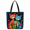 Bolsa de Lona para Gatinho Pintura a Óleo Transfronteiriça Temu Bolsa Tote de Lona com Impressão Digital Bolsa Tote para Ir ao Trabalho Compras Personalização