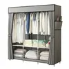 Armario sencillo para dormitorio en casa, estructura de acero completa, dormitorio individual, armario de tela ensamblado, almacenamiento para habitación de alquiler, a prueba de polvo, armario pequeño