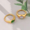 Anel Retro de Jade Verde Europeu e Americano Transfronteiriço Jade Branco Masculino e Feminino Banhado a Ouro 18K PVD Moda Conjunto de Anéis Personalizado Anel