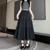 Falda de pastel blanca, falda de paraguas, nuevo estilo de verano para mujer, falda larga de línea A plisada, fluida y que cubre la cadera, adecuada para figuras petite