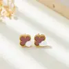 Joyería de Acero Inoxidable de Trébol de Cuatro Hojas Transfronteriza para Mujer, Pendientes Simples de Lujo Ligero, Pendientes Pequeños y Exquisitos de Acero de Titanio de 9 mm