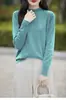 Suéter de punto base de algodón de grosor medio para mujer, cuello medio alto, corte holgado, para uso transfronterizo, nuevo top versátil de algodón puro para otoño e invierno