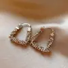 Pendientes de oro real electrochapado con diamantes en forma de U de oro roto, pendientes simples de moda de estilo frío, pendientes con sentido coreano para mujer