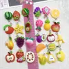 DIY Resina Realista 3D Fruta Banana Morango Maçã Pingente Pulseira Colar Doce Charme Joias Acessórios