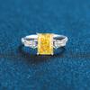 Anillo de plata de ley S925 de cuerpo entero con corte de flor de hielo, princesa, rosa, dorado, amarillo, azul marino, blanco, diamante, atmósfera sencilla, de moda para mujer