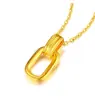 Colar com Anel Duplo Geométrico Dourado Shuibei para Mulheres, Ouro Puro 999, Conjunto de Corrente Simples, Pingente Banhado a Ouro em Latão, Corrente de Clavícula Atacado