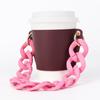 Funda para Taza de Café de Venta Caliente en Amazon al por Mayor, Estuche Portátil de Cuero para Té con Leche, Estuche para Taza con Cadena Acrílica