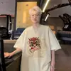 Camiseta Masculina de Manga Curta Ano do Dragão Chinês Estilo Japonês de Verão Tendência Estampada Casual Versátil Solta Gola Redonda Meia-manga