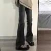 Pantalones Acampanados Negros y Grises Elásticos de Cintura Alta Finos para Primavera y Otoño para Mujer 2026 Nuevos Pantalones Acampanados Rectos Ajustados de Pierna Recta hasta el Suelo