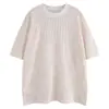 Camiseta Minimalista Única Calada de Seda de Hielo con Mangas Tres Cuartos para Hombre, Verano Cleanfit Tendencia High Street Europeo y Americano Caída Manga Media