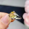 Anillo redondo facetado de citrino natural plata s825 incrustado temperamento clásico elegante transfronterizo tremolo venta caliente