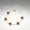 Cadena de Doble Cara de 13 mm de Venta Caliente Transfronteriza, Pulsera Versátil de Alto Nivel con Diseño de Bloques de Color de Trébol de Cuatro Hojas Dorado, Pulsera de Lujo Ligero