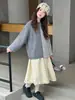 Suéter para Niña Otoño/Invierno 2025 Nueva Moda Mediano a Grande Ropa de Punto de Otoño para Niños Top Casual con Bloques de Color para Niña
