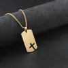Collares para Hombre Europeos y Americanos, Etiqueta Militar Simple Personalizada Colgante de Cruz Hueca, Cadena para Suéter de Acero Inoxidable Joyería al por Mayor