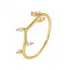 Anillo de Flor Estilo Bosque Yuanfan S925 Plata de Ley para Mujer, Anillo de Circonita Colorida de Lujo Ligero, Diseño Abierto Ajustable, Joyería Estilo Europeo y Americano