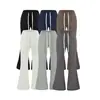 795-26 Estilo Outono Versão Coreana Cintura Alta Cintura Elástica Cordão Amarração Casual Calça Wide Leg