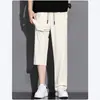 Pantalones Casuales Delgados de Seda de Hielo Pantalones Casuales para Hombre Verano Secado Rápido Streetwear Pierna Recta Deportivos Holgados Caída Larga