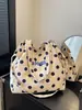 2026 Nuevo Estilo Fresco Diseño de Puntos Bolsas de Cubo de un Solo Hombro Patchwork de Lino y Cuero Bolso Hobo para Debajo del Brazo para Mujer