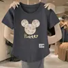 Comércio Exterior Transfronteiriço Liberação Estoque Grande Marca Etiqueta Cortada Camiseta Feminina Manga Curta Tamanho Grande Top Solto Roupa de Mãe Cobertura da Barriga