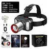 Linterna frontal LED Popular para Exteriores Transfronteriza con Luz Fuerte y Larga Duración de Batería, Linterna Frontal para Pesca Nocturna Montada en la Cabeza con Pantalla Digital Zoomable y Sensor