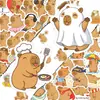 Compra transfronteriza directa de 50 lindos stickers de capibara, paquete de emojis de capibara relajantes, pegatinas decorativas para material de diario