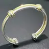 Pulseira de Cabo Torcido em Aço Inoxidável David, Design Único de Luxo de Alto Padrão, Pulseira Aberta, Disponível Exclusivamente na Amazon