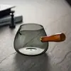 Taza de Feria de Vidrio con Mango de Madera Extra Grueso con Colador de Té Integrado, Taza para Compartir Té, Tetera, Vajilla de Té Kung Fu Espesada Resistente al Calor
