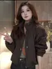 Jaqueta Curta Nova de Outono 2026 Estilo Coreano Retrô com Gola Alta para Mulheres, Top Versátil Elegante Casual Soltinho da Moda