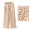 Calças Versáteis Frescas e Refrescantes para Mães, Calças Cropped de Verão, Novas Calças Wide-Leg de Cintura Alta, Calças para Mulheres de Meia-Idade, Calças de Corte Reto com Caimento