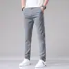 Pantalones Casuales de Tencel para Hombre Verano Delgados Sueltos Rectos Transpirables de Seda de Hielo Cintura Elástica Corte Delgado Más Fáciles de Combinar Pantalones