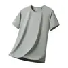 Camiseta Deportiva Casual de Verano para Hombre, de Secado Rápido, Seda Helada, Cuello Redondo, Manga Corta, Holgada, Delgada, Pulóver, Top para Correr