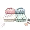 Bolsa de maquillaje de lunares LT, gran capacidad, PU impermeable, bolso de mano portátil para viaje, organizador multicapa para cuidado de la piel y artículos de tocador para mujer