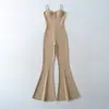 Pantalón de una pieza elegante para mujer con almohadillas en el pecho, Nuevo estilo americano 2026, Sexy, Cintura alta, Corte ajustado, Ligeramente acampanado