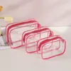 Saco à Prova d'Água de Borracha Macia Transparente de PVC com Zíper à Prova d'Água Simples para Viagem Passeio Necessaire Maquiagem Cosméticos Bolsa Espessada