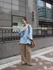 Qianhe Outono e Inverno Novo Estilo Estilo Japonês Moda Retrô Camisa Francesa Solta e Confortável Aparência Emagrecedora Top para Mulheres