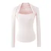 Camiseta Básica de Manga Larga con Cuello Cuadrado Estilo Chica Picante Deseo Puro para Mujer Otoño Fresco Ajustada Elegante Ropa Interior Adelgazante