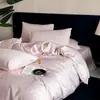 Juego de Cuatro Piezas Jacquard Tridimensional Simple y de Alta Gama 100% Algodón de Fibra Larga Ropa de Cama de Alto Hilo Funda de Edredón Sábana 1.8m