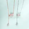 Colar de Prata de Lei S925 com Pingente de Diamante Brilhante em Formato de Cintura Pequena com Franja para Mulheres, Corrente Versátil para Clavícula Design de Atacado Pingente da Moda