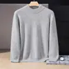 Suéter de cachemira estilo bebé para hombre, cuello alto medio, color liso, tejido grueso, casual y apto para negocios, capa base suave y cómoda
