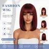 Perucas Estilo Europeu e Americano, Bob Reto com Franja, Cabelo Curto Reto Estilo Estudante, Estilo Bobo, Conjunto de Perucas Coloridas Anime Halloween