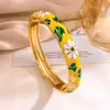 Pulseira Europeia e Americana Retro de Margarida Aberta em Esmalte, Design Simples, Estilo Nicho, Acessório que Não Desbota