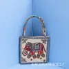 Bolsa de Mão Estilo Étnico, Bolsa de Tecido de Sofá Bordada, Bolsa Fresca e Casual com Bordado de Fio Dourado Dupla Face