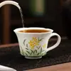Taza de té de cerámica pintada a mano, juego de té Kung Fu, taza individual, taza de maestro, taza de té para el hogar, taza de té pequeña con color bajo vidriado