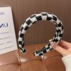 Faixa de Cabelo Xadrez Pied-de-poule Retro Coreana com Coroa Alta e Aba Larga para Lavar o Rosto Feminino Estilo Hong Kong Acessório de Cabeça Versátil Estilo Retro Artístico