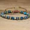 Pulsera tejida ajustable con cuentas de Piedra Emperador de color natural para mujer, pulsera exquisita, regalo de joyería