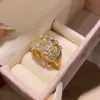 Anillo Ajustable Redondo de Circonita en el Mismo Estilo que Xiaohongshu, Anillo de Dedo Índice de Gama Alta de Nicho, Joyería de Mano de Moda y Elegante al por Mayor
