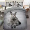 Ropa de cama Amazon transfronteriza de tres piezas impresión digital 3D animal gato perro sábana funda de edredón venta al por mayor de fábrica