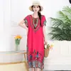 Vestido Largo de Algodón y Seda para Mamás, Estilo Nuevo, Vestido de Verano Étnico Holgado, Tallas Grandes, Vestido de Playa